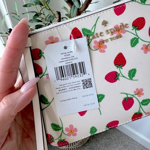 Kate Spade Madison Strawberry Print Wristlet - Picture 5 of 7